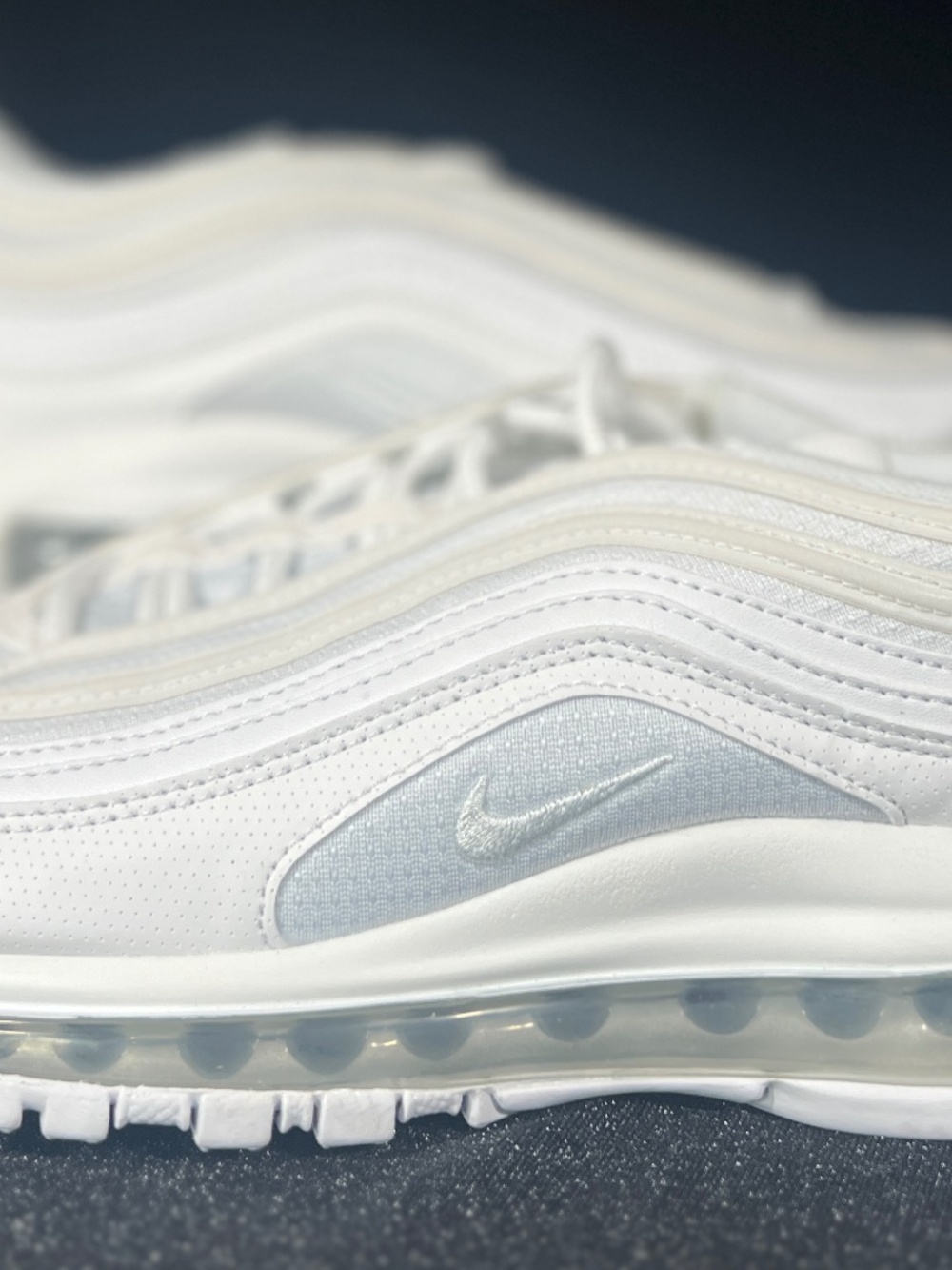 NIKE Air Max 97 Sneakers | Triple White Metallic Silver 921522-104 | Youth 6